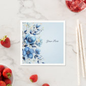 Serviette En Papier Aquarelle Fleurs Bleues serviettes (En situation)