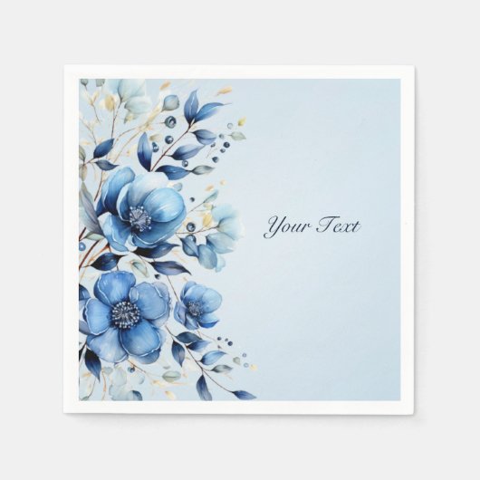 Serviette En Papier Aquarelle Fleurs Bleues serviettes (Devant)