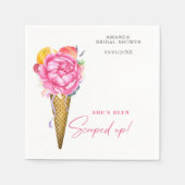 Serviette En Papier Aquarelle FLEURS CRÈME GLACE - douche nuptiale (Devant)