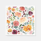 Serviette En Papier Aquarelle Fleurs d'automne Motif automne Thanksgiv (Devant)