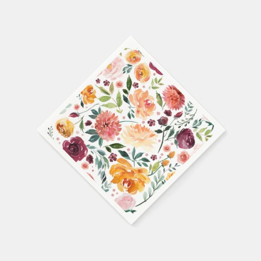 Serviette En Papier Aquarelle Fleurs d'automne Motif automne Thanksgiv (Coin)