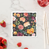 Serviette En Papier Aquarelle Fleurs d'automne Motif Faux Chalkboard (En situation)