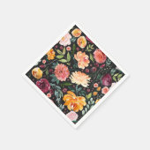 Serviette En Papier Aquarelle Fleurs d'automne Motif Faux Chalkboard (Coin)