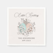 Serviette En Papier Aquarelle Fleurs de printemps OEufs Pâques (Devant)