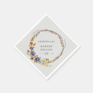 Serviette En Papier Aquarelle fleurs de ressort wreath douche nuptiale