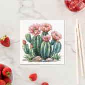 Serviette En Papier Aquarelle fleurs du désert cactus. (En situation)