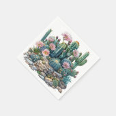 Serviette En Papier Aquarelle fleurs du désert cactus. (Coin)