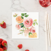 Serviette En Papier Aquarelle Fleurs et Papier Fruit Napkin (En situation)