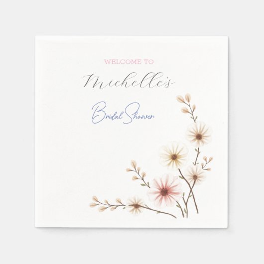 Serviette En Papier Aquarelle Fleurs Fête des mariées mignonne (Devant)