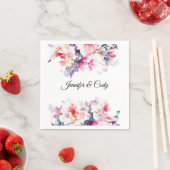 Serviette En Papier Aquarelle Fleurs Mariage Ajouter des noms Cocktail (En situation)
