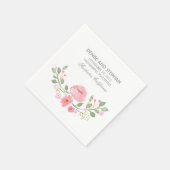 Serviette En Papier Aquarelle Fleurs Mariage romantique (Coin)