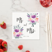 Serviette En Papier Aquarelle Fleurs Mariage serviettes (En situation)