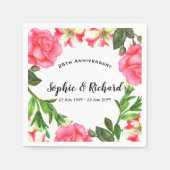 Serviette En Papier Aquarelle Fleurs roses Conception de courroie (Devant)