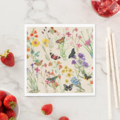 Serviette En Papier Aquarelle Fleurs sauvages & papillons Jardin Flora (En situation)