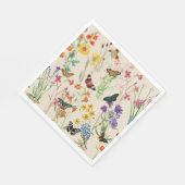 Serviette En Papier Aquarelle Fleurs sauvages & papillons Jardin Flora (Coin)