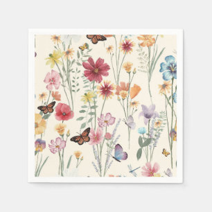 Serviette En Papier Aquarelle Fleurs sauvages Printemps été Meadow