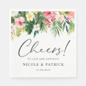 Serviette En Papier Aquarelle Fleurs tropicales Mariage d'été (Devant)