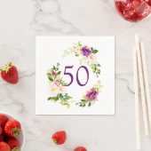 Serviette En Papier Aquarelle Floral 50e anniversaire (En situation)