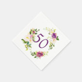 Serviette En Papier Aquarelle Floral 50e anniversaire (Coin)