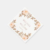 Serviette En Papier Aquarelle Floral Automne Mariage ivoire (Coin)