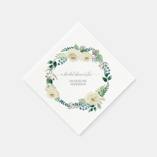 Serviette En Papier Aquarelle Floral BOHO Wreath Ivory Rose Russe (Coin)