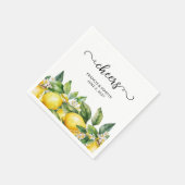 Serviette En Papier Aquarelle Floral Citron Bordure Merci (Coin)