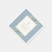 Serviette En Papier Aquarelle Floral Dusty Bleu Première Sainte Commun (Coin)