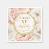 Serviette En Papier Aquarelle Floral Dusty rose 90 serviettes d'annive (Devant)