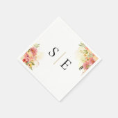 Serviette En Papier Aquarelle Floral Élégant Monogramme (Coin)