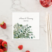 Serviette En Papier Aquarelle Floral Eucalyptus Mariage (En situation)