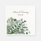 Serviette En Papier Aquarelle Floral Eucalyptus Mariage (Devant)