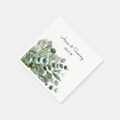 Serviette En Papier Aquarelle Floral Eucalyptus Mariage (Coin)