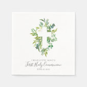 Serviette En Papier Aquarelle Floral Greens Cross Holy Communion (Devant)