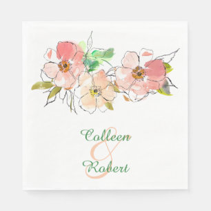 Serviette En Papier Aquarelle Floral impressions Mariage