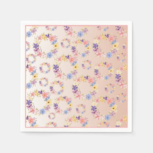 Serviette En Papier Aquarelle Floral Motif papier Napkin (Devant)