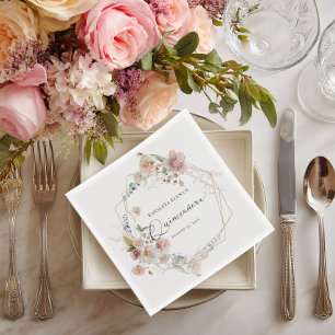 Serviette En Papier Aquarelle Floral Quinceanera Papier Naples