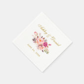 Serviette En Papier Aquarelle Floral Rose Blush Mariage or (Coin)