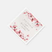 Serviette En Papier Aquarelle Floral rose cerisier Mariage (Coin)