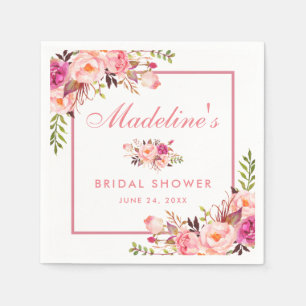 Serviette En Papier Aquarelle Floral rose Fête des mariées