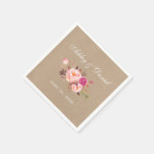 Serviette En Papier Aquarelle Floral rose Mariage Kraft (Coin)