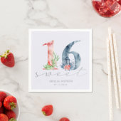 Serviette En Papier Aquarelle floral script argent sweet sixteen (En situation)