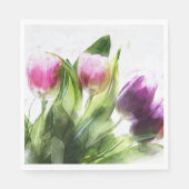 Serviette En Papier Aquarelle Floral Tulip Fleurs Papier Napkin (Devant)
