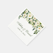 Serviette En Papier Aquarelle Floral Vert et blanc Mariage (Coin)