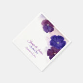 Serviette En Papier Aquarelle Floral Violet Plum Violet Mariage (Coin)