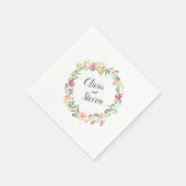 Serviette En Papier Aquarelle Floral Wreath Boho Mariage (Coin)