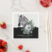 Serviette En Papier Aquarelle Floral Zebra Safari Mariage (En situation)