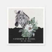 Serviette En Papier Aquarelle Floral Zebra Safari Mariage (Devant)