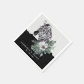 Serviette En Papier Aquarelle Floral Zebra Safari Mariage (Coin)