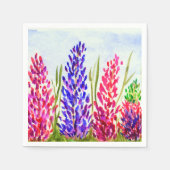 Serviette En Papier Aquarelle Florale Art Lupine Fleur sauvage pourpre (Devant)