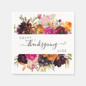 Serviette En Papier Aquarelle Florale Automne Boho Thanksgiving (Devant)